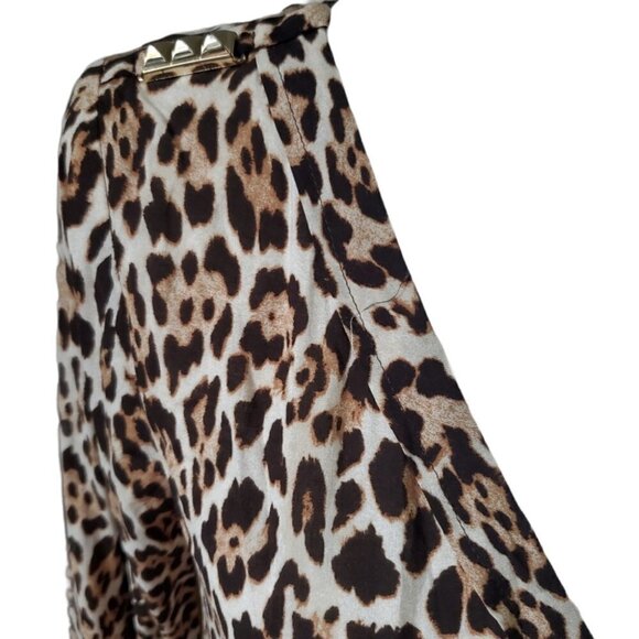 Zara Animal Print V neck Blouse with Gold details - Picture 4 of 7